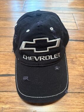Chevy Chevrolet Black Fitted Stretch Hat Rugged Official GM Cap General Motors